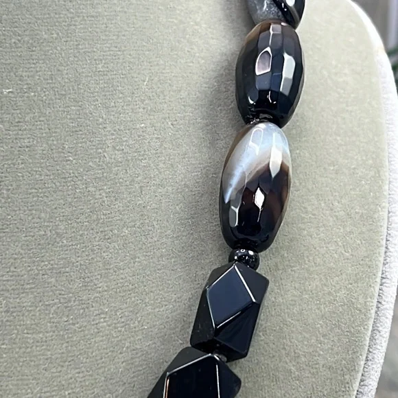 ⭐️Studio Barse brown black agate stone jet black beaded sterling silver necklace - Picture 2 of 10